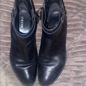 Geox Women's Leather Zip Up Biker Ankle Boots 38